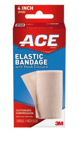 3M ACE Elastic Bandage 4 Inch Width Standard Compression Single Hook and Loop Closure Tan NonSterile - 207604