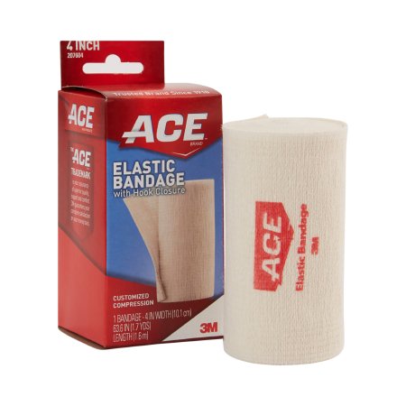 3M ACE - Elastic Bandage 4 Inch X 5.3 Foot Standard Compression Single Hook and Loop Closure Tan NonSterile - 207604