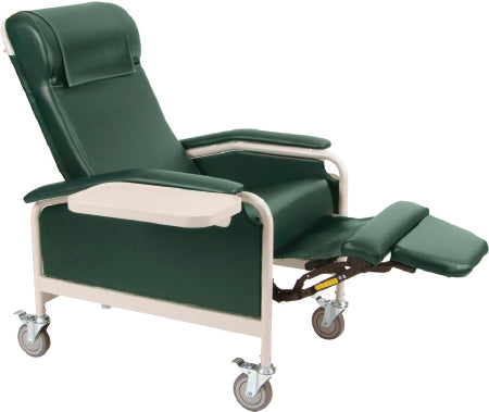 Winco Multi-Position Recliner Hunter Green Vinyl Upholstered Four Swivel Casters Four Swivel Casters - 6530-06