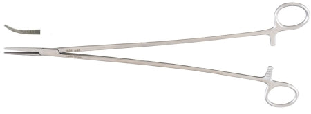 Miltex - Hemostatic Forceps Bridge 11 Inch Length OR Grade German Stainless Steel NonSterile Ratchet Lock Finger Ring Handle Curved Serrated Tip - 25-835