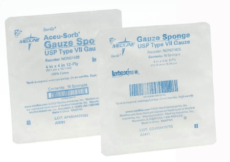 Medline - USP Type VII Gauze Sponge Cotton 12-Ply 4 X 8 Inch Rectangle Sterile - NON21842