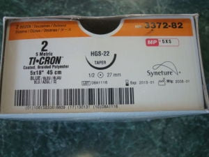 Covidien Ti-Cron Suture with Needle Nonabsorbable Coated Black Suture Braided Polyester Size 4-0 18 Inch Suture 1-Needle 19 mm Length 3/8 Circle Reverse Cutting Needle - SCD3049G