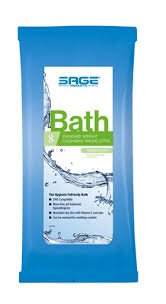 Sage Products Rinse-Free Bath Wipe Essential Bath Medium Weight Soft Pack Purified Water / Methylpropanediol / Glycerin / Aloe Unscented 8 Count - 7989