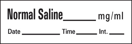 Precision Dynamics Barkley Pre-Printed Label Anesthesia Label Normal saline White 1-1/2 X 1/2 Inch - AN-22