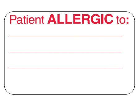 Barkley - Pre-Printed Label Allergy Alert White Paper Patient Allergic To: Alert Label 1-3/4 X 2-3/4 Inch - 2451