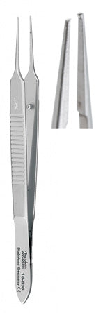 Miltex Miltex Suture Forceps Bonn 3-3/4 Inch OR Grade Stainless Steel (German) NonSterile NonLocking Thumb Handle Straight Serrated Tips w/1 X 2 Teeth - 18-836