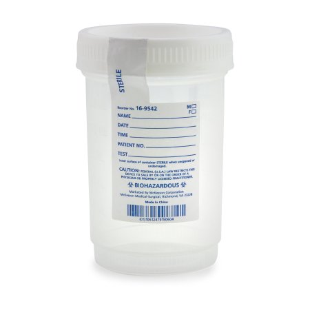 McKesson - Specimen Container for Pneumatic Tube Systems 120 mL (4 oz.) Screw Cap Sterile - 16-9542