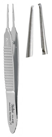 Miltex Miltex Suture Forceps Bonn 2-3/4 Inch OR Grade Stainless Steel (German) NonSterile NonLocking Thumb Handle Straight Serrated Tips w/1 X 2 Teeth - 18-835