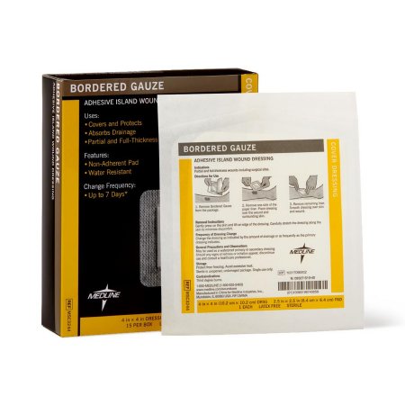 Medline - Adhesive Dressing 4 X 4 Inch Nonwoven Square White Sterile - MSC3244