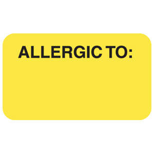 Tabbies Allergy Labels, "Allergic To:" Fluorescent Chartreuse- 1-1/2"W x 7/8"H, 250  per Roll - MAP4910