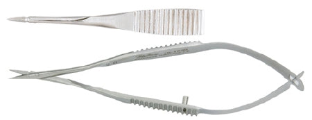 Miltex Miltex Micro Scissors Vannas 3-1/4 Inch OR Grade Stainless Steel (German) NonSterile Serrated Thumb Handle with Spring Straight Blade Sharp/Sharp - 18-1630