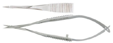 Miltex - Micro Scissors Vannas 3-1/4 Inch Length OR Grade German Stainless Steel NonSterile Serrated Thumb Handle with Spring Straight Blade Sharp Tip / Sharp Tip - 18-1630