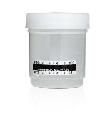 Abbott Rapid Dx North America - Specimen Container with Temperature Strip 53 X 90 mm 90 mL (3 oz.) Screw Cap Patient Information Sterile - 190058
