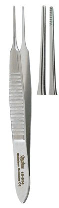 Miltex Miltex Dressing Forceps Graefe 2-3/4 Inch OR Grade Stainless Steel (German) NonSterile NonLocking Thumb Handle Straight Serrated Tip - 18-814