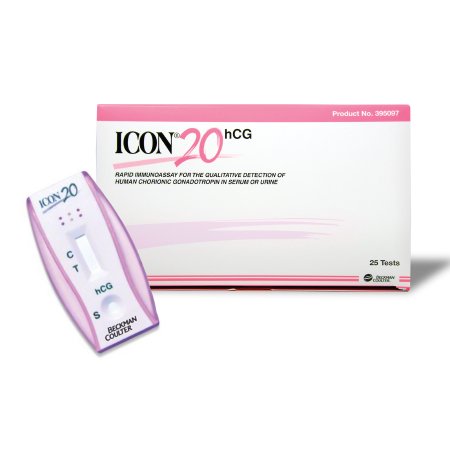 Icon 20 hCG - Rapid Test Kit Fertility Test hCG Pregnancy Test Serum / Urine Sample 25 Tests - 395097A