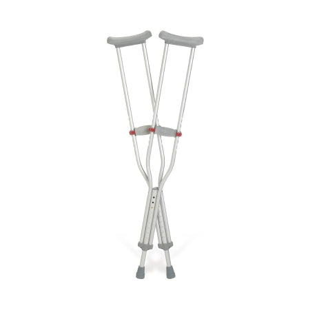 Red Dot - Underarm Crutches Aluminum Frame Adult 275 lbs. Weight Capacity Push Button Adjustment - G91-214-8