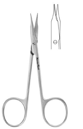 MeisterHand - Tenotomy Scissors Stevens 4-1/8 Inch Length Surgical Grade Stainless Steel NonSterile Finger Ring Handle Curved Blunt Tip / Blunt Tip - MH18-1466