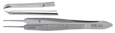 Miltex - Suture Forceps Castroviejo 4 Inch Length OR Grade German Stainless Steel NonSterile NonLocking Thumb Handle Straight Serrated Tips with 1 X 2 Teeth - 18-952