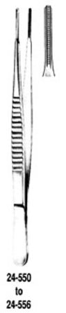 Miltex - Tissue Forceps DeBakey 9-1/2 Inch Length OR Grade German Stainless Steel NonSterile NonLocking Thumb Handle Straight Serrated Tip - 24-554
