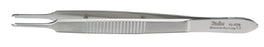 Miltex Miltex Tissue Forceps Castroviejo 3-3/4 Inch OR Grade Stainless Steel (German) NonSterile NonLocking Thumb Handle Straight Serrated Tips w/1 X 1 Teeth - 18-876