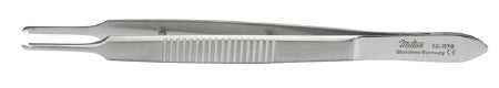Miltex Miltex Tissue Forceps Castroviejo 3-3/4 Inch OR Grade Stainless Steel (German) NonSterile NonLocking Thumb Handle Straight Serrated Tips w/1 X 1 Teeth - 18-876