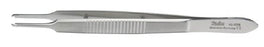 Miltex - Tissue Forceps Castroviejo 3-3/4 Inch Length OR Grade German Stainless Steel NonSterile NonLocking Thumb Handle Straight Serrated Tips with 1 X 1 Teeth - 18-876
