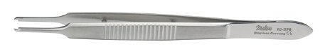 Miltex - Tissue Forceps Castroviejo 3-3/4 Inch Length OR Grade German Stainless Steel NonSterile NonLocking Thumb Handle Straight Serrated Tips with 1 X 1 Teeth - 18-876