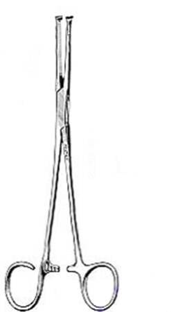 Miltex Miltex Grasping Forceps Colver 7-1/2 Inch OR Grade Stainless Steel (German) NonSterile Ratchet Lock Finger Ring Handle Curved - 22-558