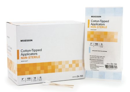 McKesson McKesson Swabstick Cotton Tip Wood Shaft 3 Inch NonSterile 100 per Pack - 24-103
