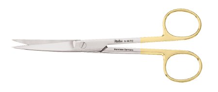 Miltex Carb-N-Sert - Operating Scissors 5-1/2 Inch Length Surgical Grade Stainless Steel / Tungsten Carbide NonSterile Finger Ring Handle Curved Blade Sharp Tip / Sharp Tip - 5-36TC