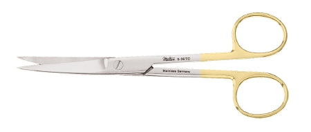 Miltex Miltex Carb-N-Sert Operating Scissors 5-1/2 Inch Length Surgical Grade Stainless Steel / Tungsten Carbide NonSterile Finger Ring Handle Curved Blade Sharp/Sharp - 5-36TC