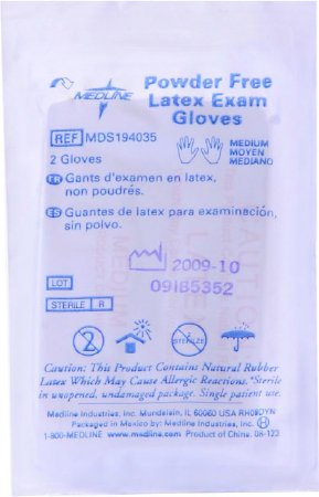 Medline - Exam Glove Large Sterile Pair Latex Standard Cuff Length Fully Textured Beige Not Chemo Approved - MDS194036
