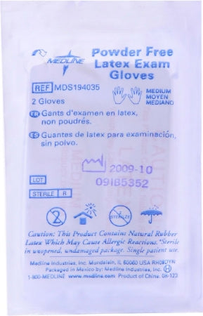 Medline - Exam Glove Large Sterile Pair Latex Standard Cuff Length Fully Textured Beige Not Chemo Approved - MDS194036