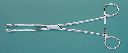 Miltex - Sponge Forceps Foerster 7 Inch Length OR Grade German Stainless Steel NonSterile Ratchet Lock Finger Ring Handle Straight Smooth Tip - 7-606
