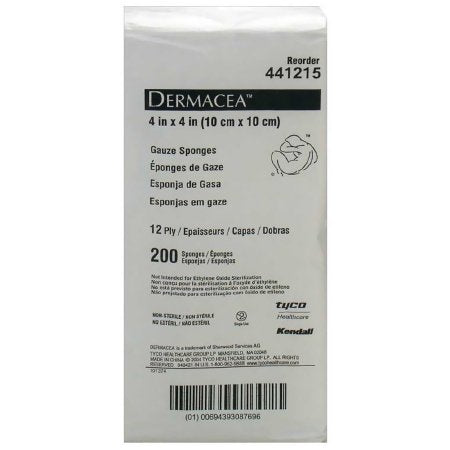Cardinal Dermacea Gauze Sponge Cotton 12-Ply 4 X 4 Inch Square NonSterile - 441215