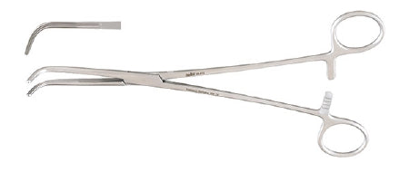 Miltex - Hemostatic Forceps Mixter 9 Inch Length OR Grade German Stainless Steel NonSterile Ratchet Lock Finger Ring Handle Angled Serrated Tip - 25-812