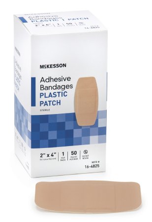 McKesson McKesson Adhesive Strip 2 X 4 Inch Plastic Square Tan Sterile - 16-4825