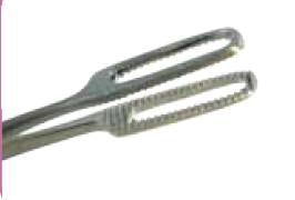 MedGyn - Obstetrical Forceps Sopher Original 10-1/2 Inch Length Surgical Grade Stainless Steel NonSterile NonLocking Finger Ring Handle Slightly Curved Medium Serrated Oval Jaws with Concave Tips - 031130
