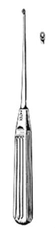 Miltex - Endaural Curette Lempert 8-1/4 Inch Length Hollow Handle with Grooves Size 0000 Tip Oval Cup Tip - 19-1352