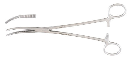 Miltex Miltex Hemostatic Forceps Moynihan 8-1/2 Inch OR Grade Stainless Steel (German) NonSterile Ratchet Lock Finger Ring Handle Curved Serrated Tips - 14-50