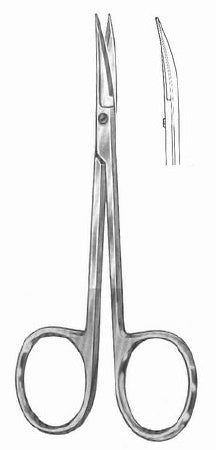 HerMann - Iris Scissors 4-1/2 Inch Length Surgical Grade Stainless Steel / Tungsten Carbide Finger Ring Handle Curved Sharp Tip / Sharp Tip - H-505HM