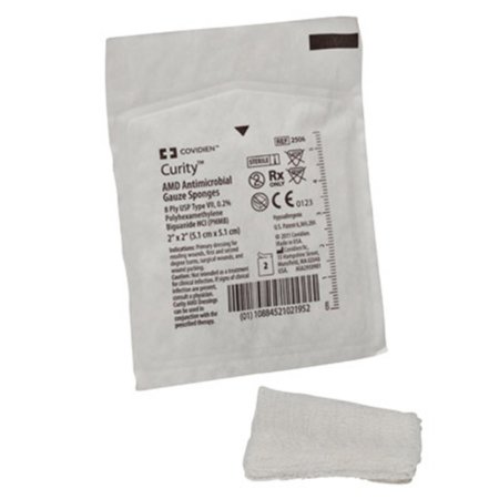 Curity AMD - Antimicrobial Gauze Sponge Gauze 8-Ply 2 X 2 Inch Square Sterile - 2506-