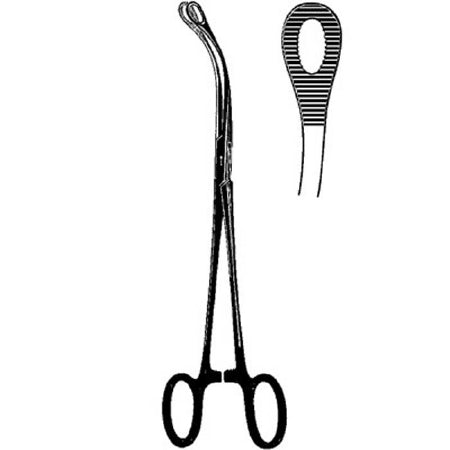 Sklar Sklar Black Laser Surgery Grasping Forceps Laufe 7-3/4 Inch Premium OR Grade Coated Stainless Steel NonSterile Ratchet Lock Finger Ring Handle Curved Serrated Fenestrated Tips - 90-2345
