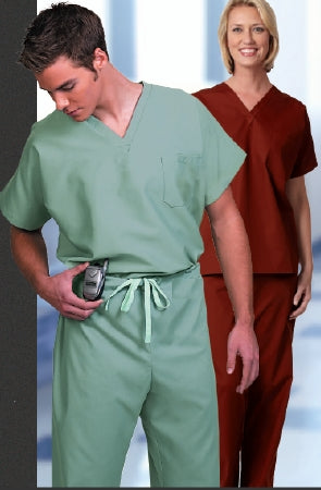 Poplin - Scrub Shirt Small Burgundy 1 Pocket Short Sleeve Unisex - 78741-S