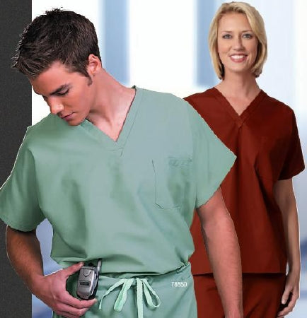 Fashion Seal Uniforms Scrub Shirt X-Large Burgundy 1 Pocket Short Sleeves Unisex - 78741-XL
