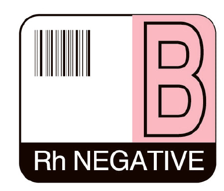 Codabar - Pre-Printed / Barcode Label Laboratory Use Black / Pink / White Cardstock Rh Negative B Black / White Lab / Specimen 1-1/2 X 1-3/4 Inch - ABO-13