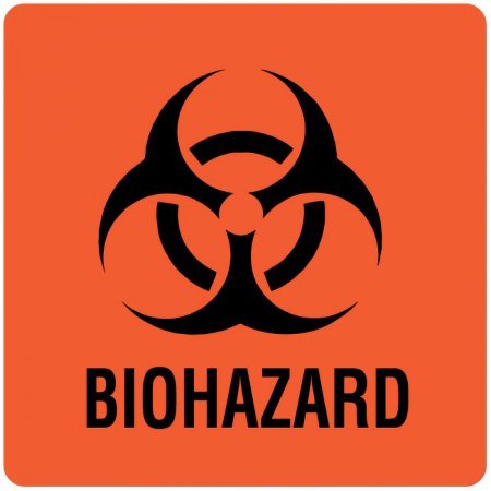 UAL - Pre-Printed Label Warning Label Fluorescent Red Paper Biohazard / Symbol Black Biohazard 3 X 3 Inch - ULBH050