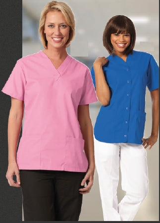 Fashion Seal Uniforms Poplin Scrub Shirt Large Burgundy 2 Pockets Short Sleeves Female - 7324-L