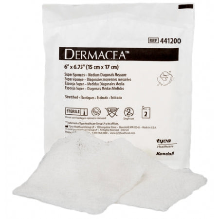 Cardinal Dermacea Gauze Sponge Woven Gauze 12-Ply 6 X 6-3/4 Inch Rectangle Sterile - 441200