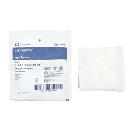 Dermacea - USP Type VII Gauze Sponge Woven Gauze 12-Ply 6 X 6-3/4 Inch Rectangle Sterile - 441200
